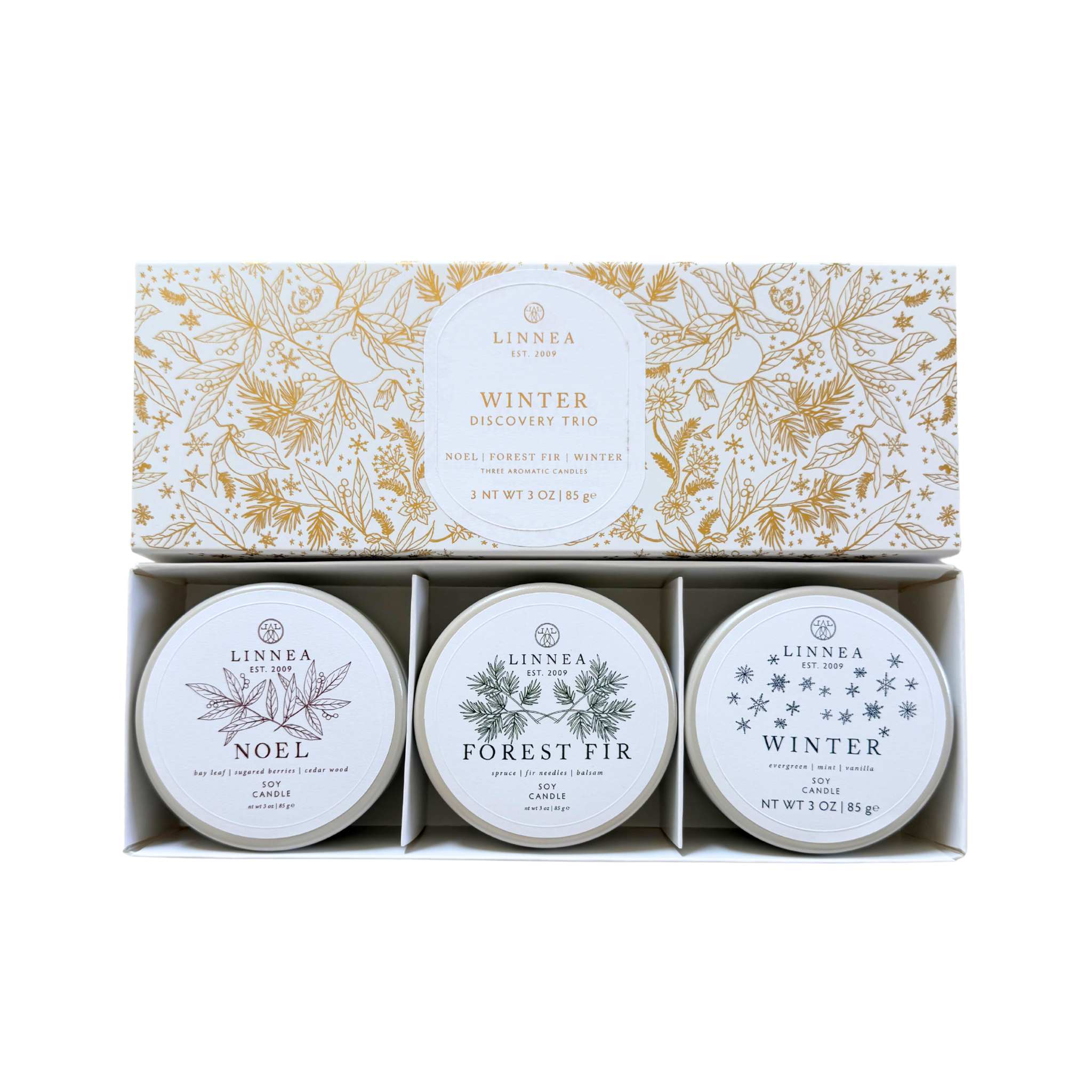 winter trio tin candles