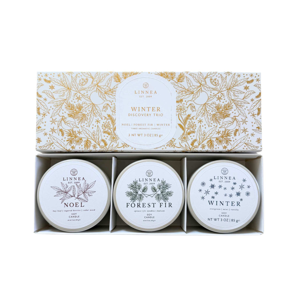 winter trio tin candles