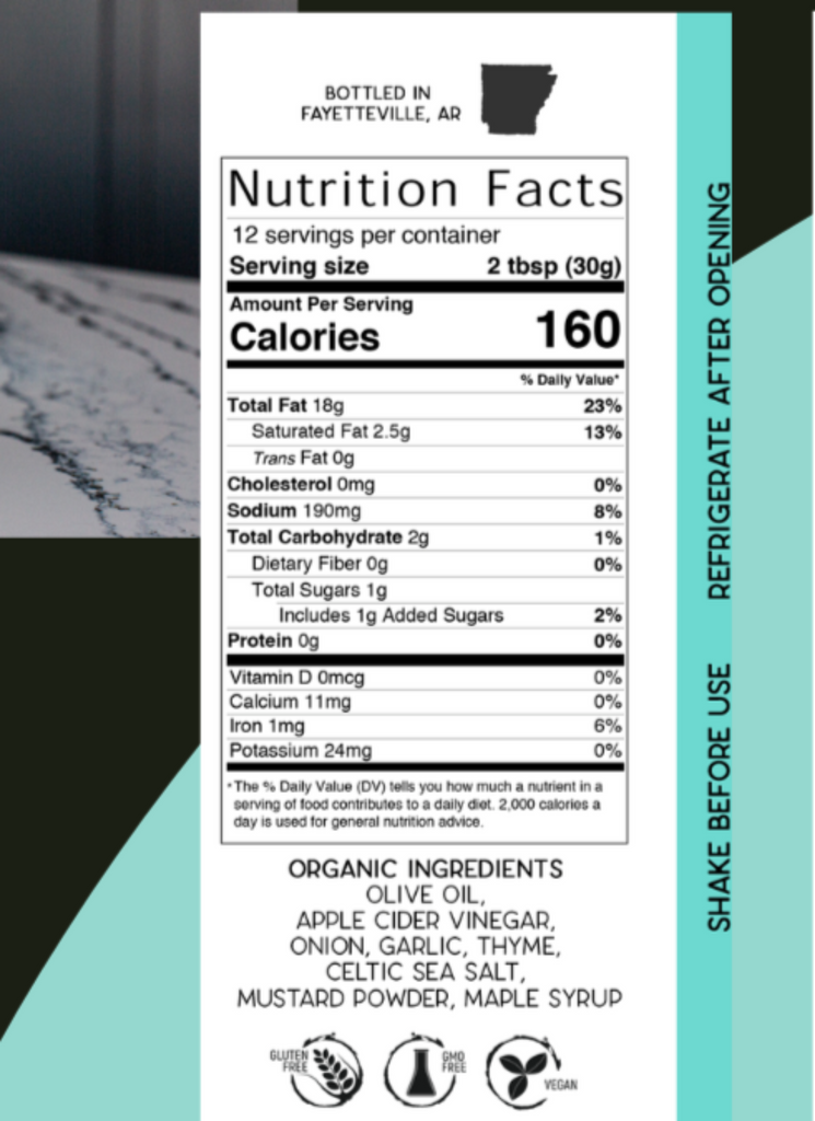 Onion Herb Vinaigrette nutrition information