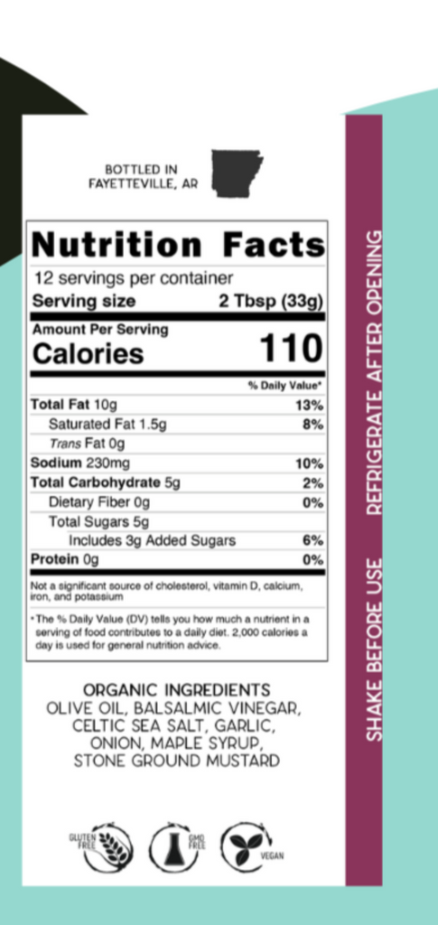 Maple Mustard Balsamic nutrition information