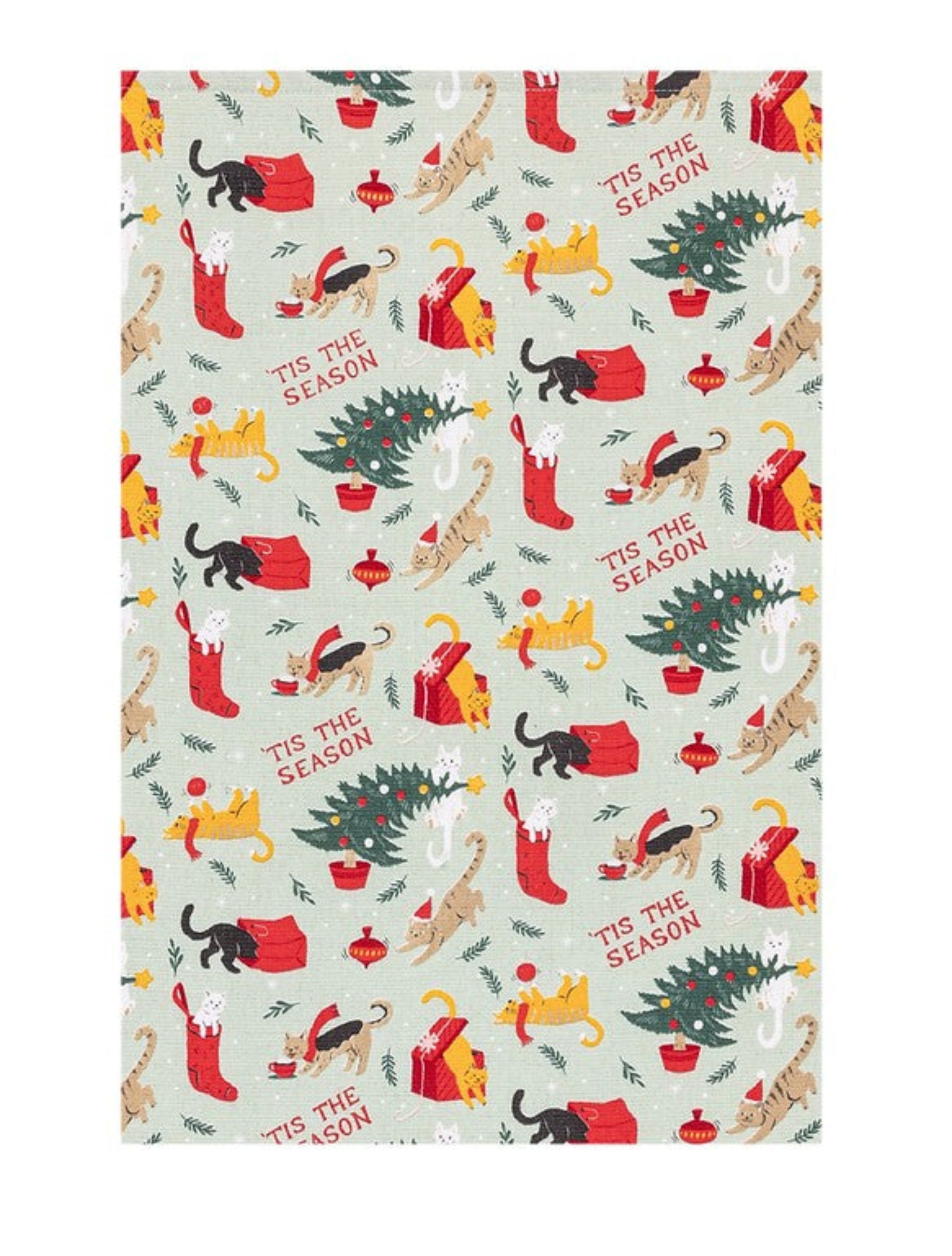 Dishtowel - Festive Cats