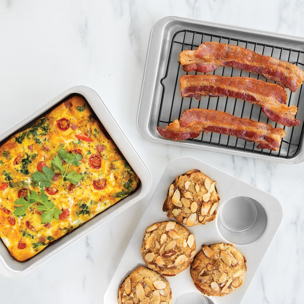 5 Pc. Compact Ovenware Set in use