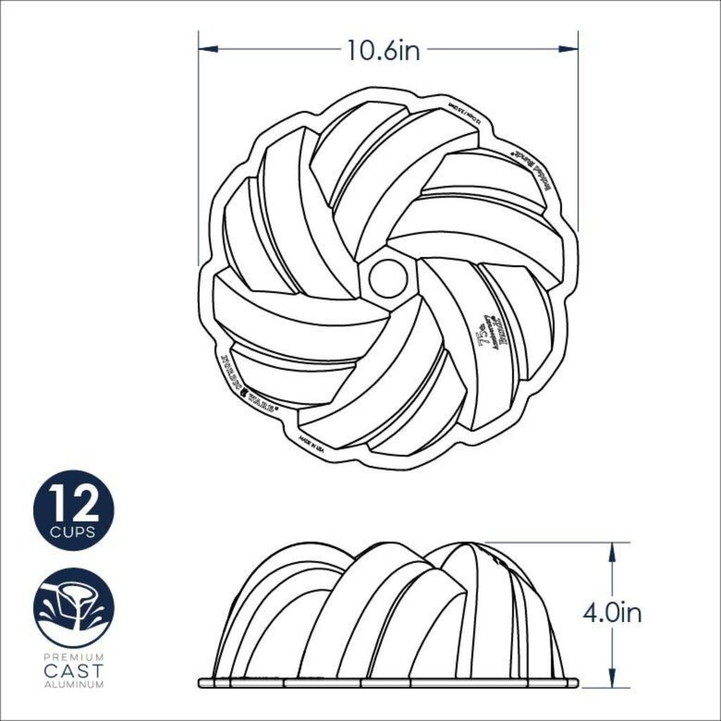 Braided Bundt Pan - 75th Anniversary dimensions