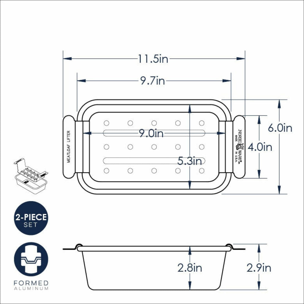 Meatloaf Pan and Lifting Trivet dimensions