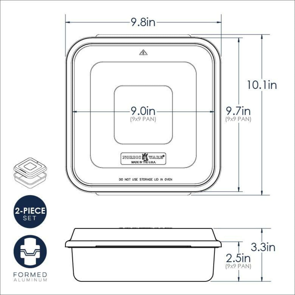 Square Cake Pan w/Lid - 9"