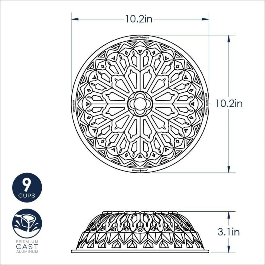 Stained Glass Bundt Pan dimensions