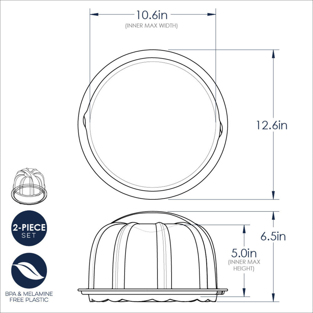 Translucent Bundt Cake Keeper dimensions