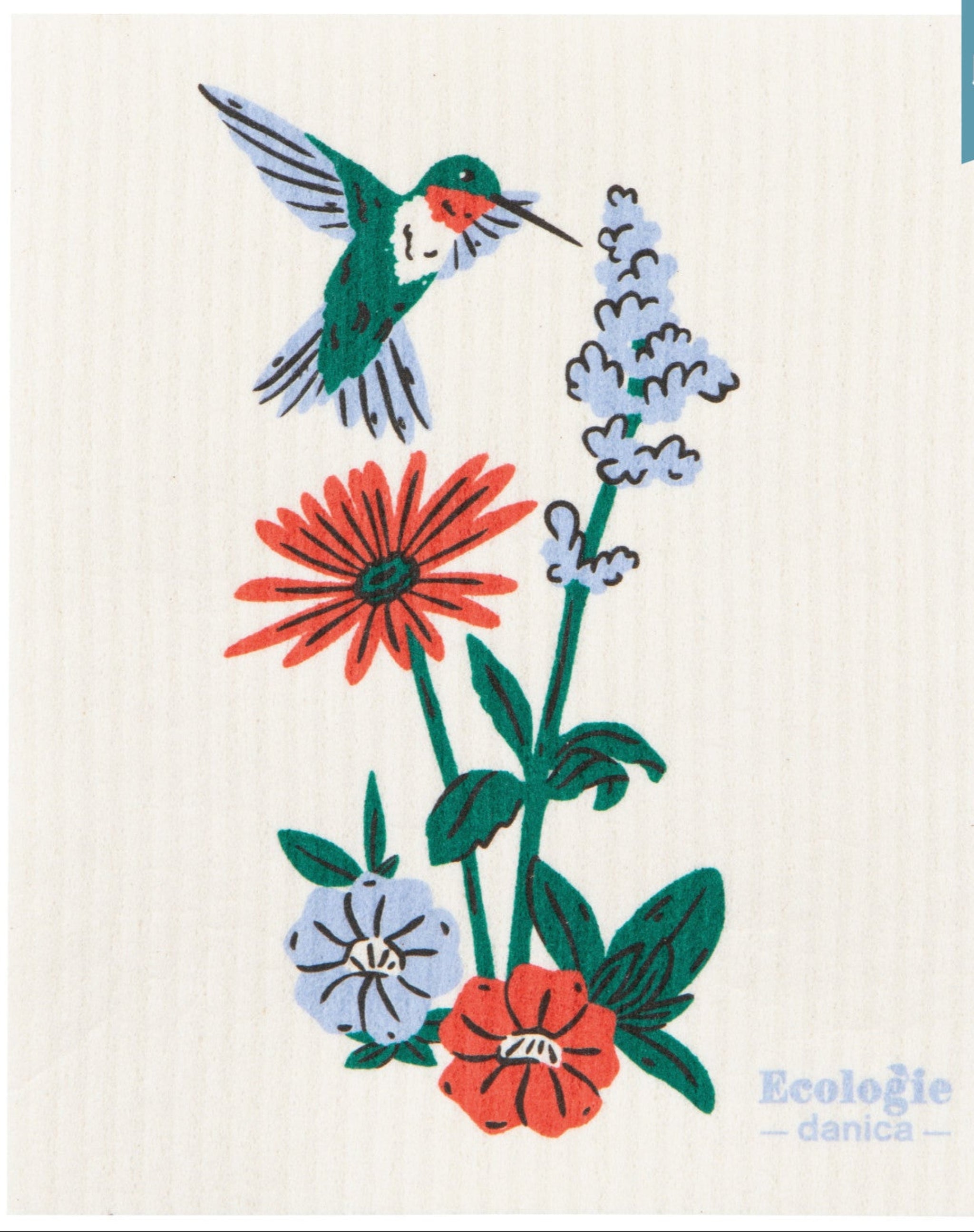 Swedish Dish Cloth - Hummingbird Floral