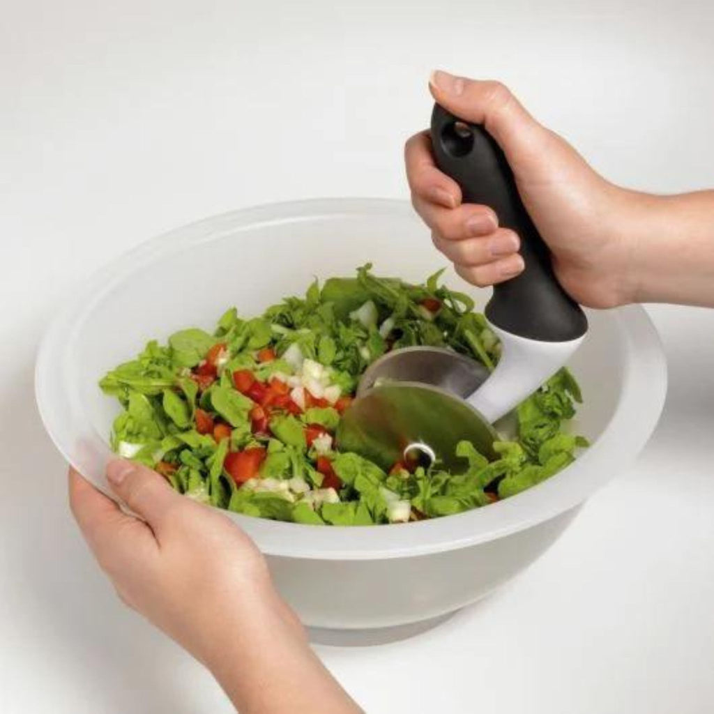 oxo salad chopper & bowl in use