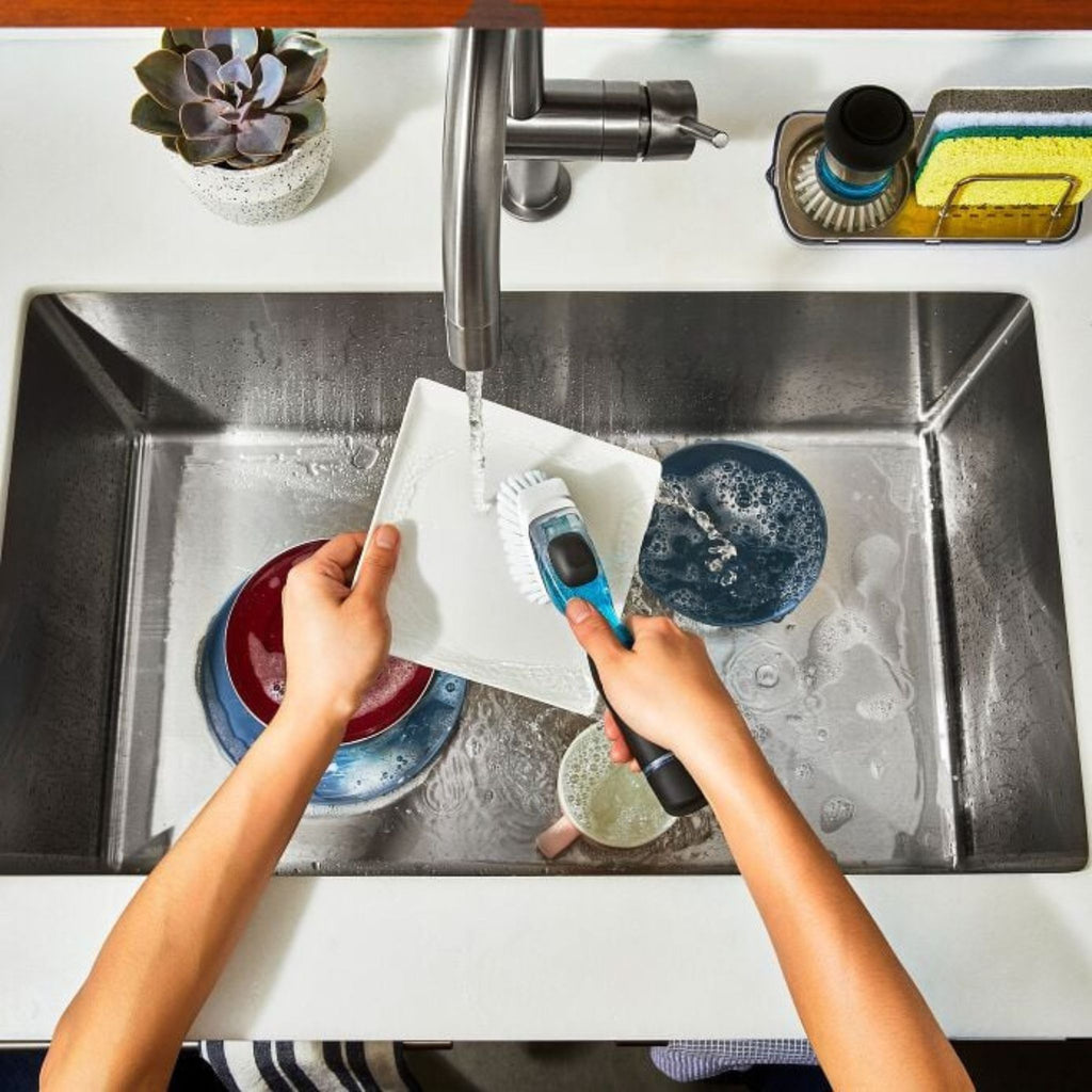 Soap Dispensing Brush in use