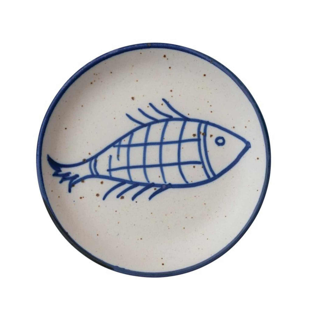 Round plate with handpainted fish