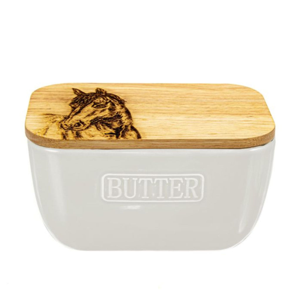 butter dish w/horse