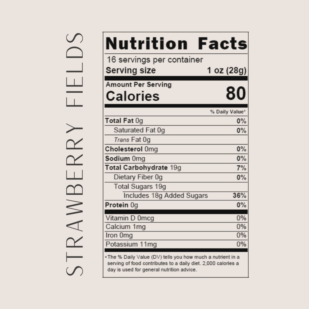 Strawberry Fields Simple Syrup nutrition info