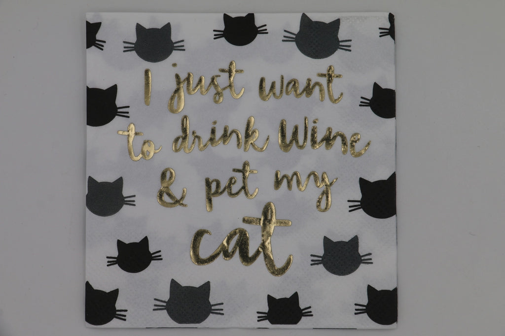 Cocktail Napkins - Drink Wine Pet My Cat