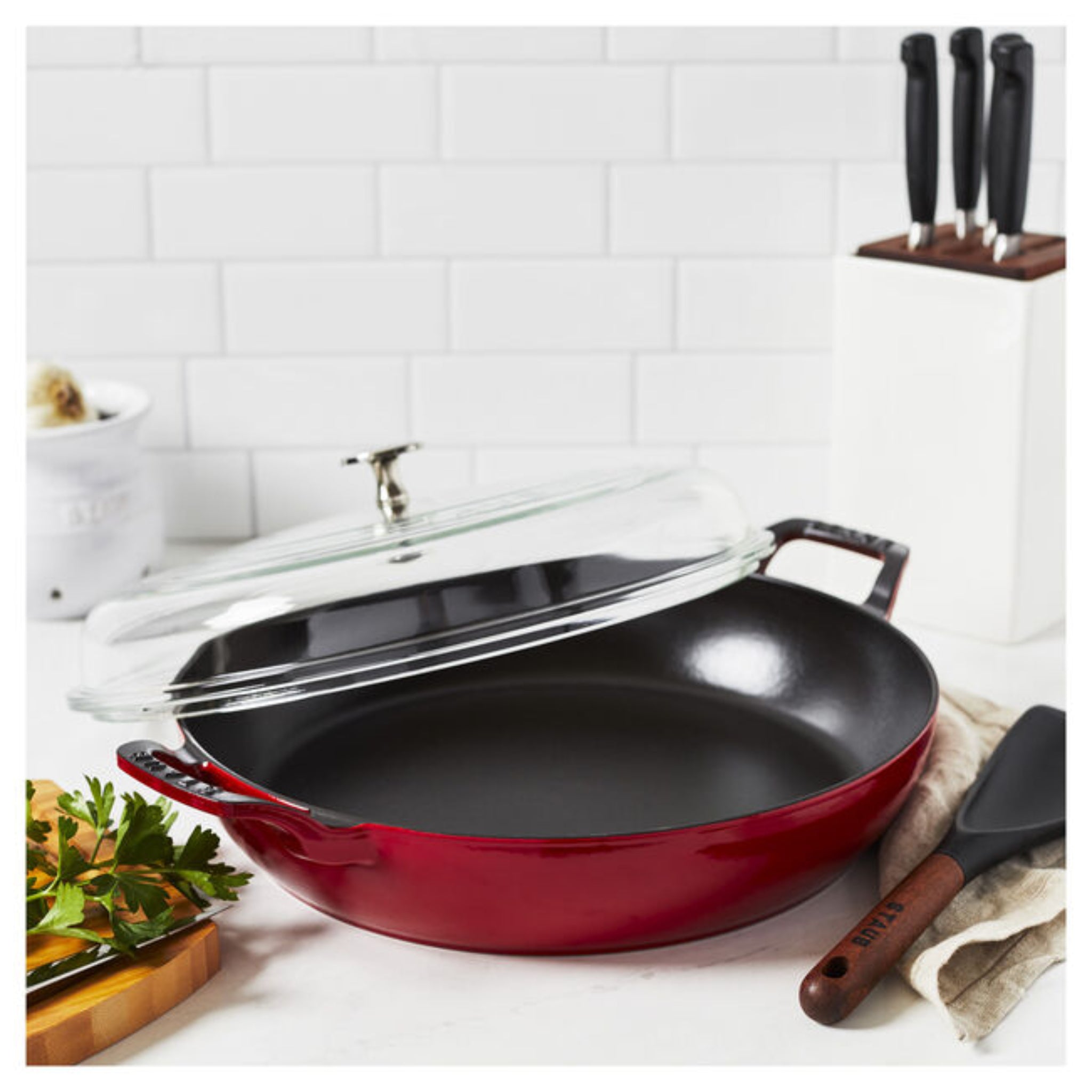 Staub 3.5 Qt Braiser w/Glass Lid - cherry