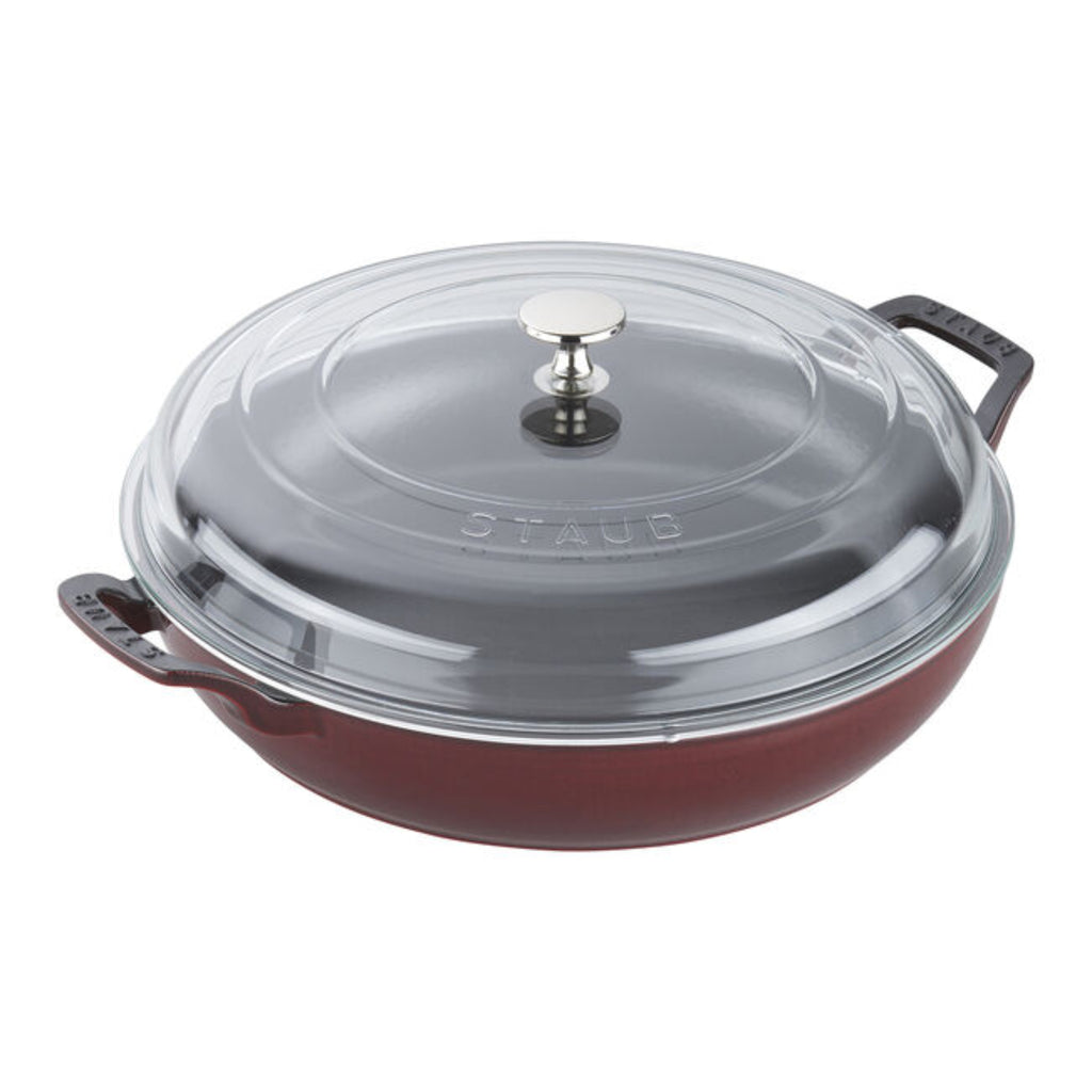 Staub 3.5 Qt Braiser w/Glass Lid - grenadine