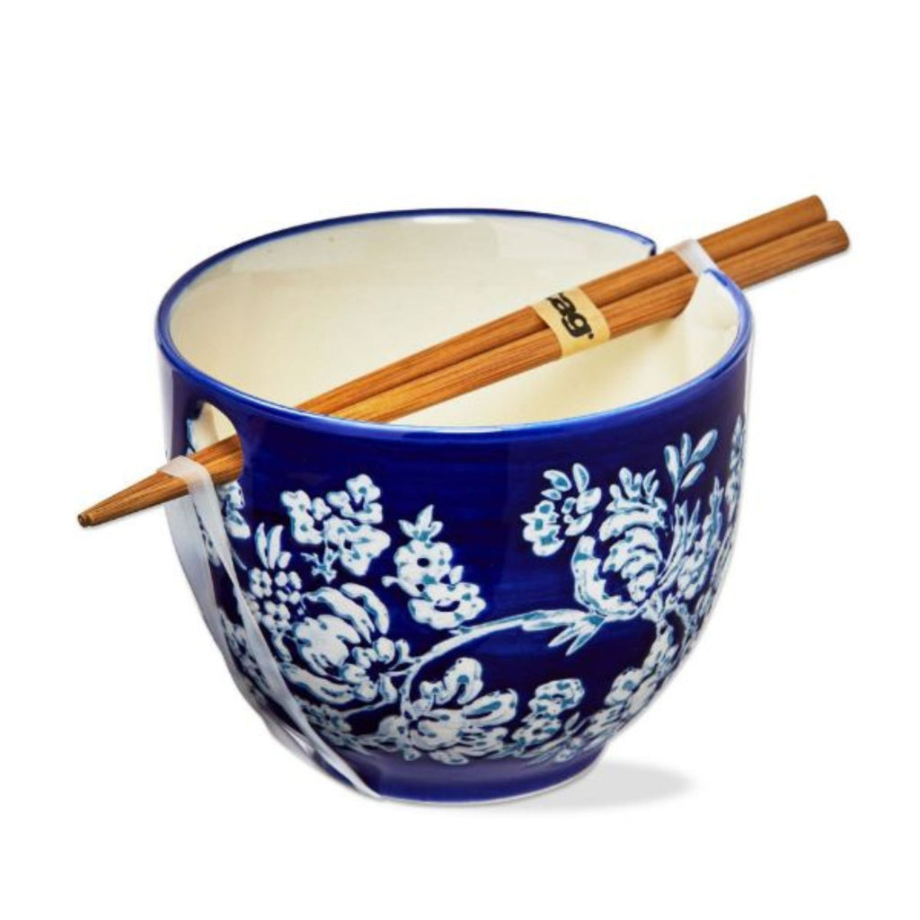 noodle bowl & chopsticks - lisbon blue