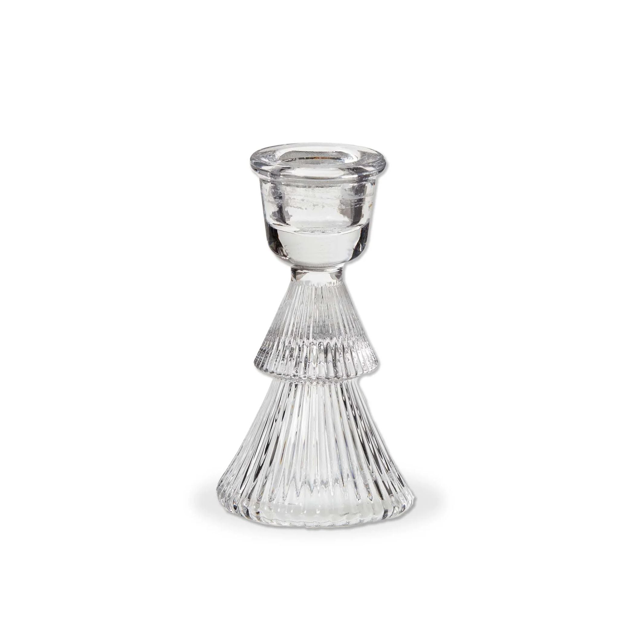 Small Glass Tree Taper Holder - clear