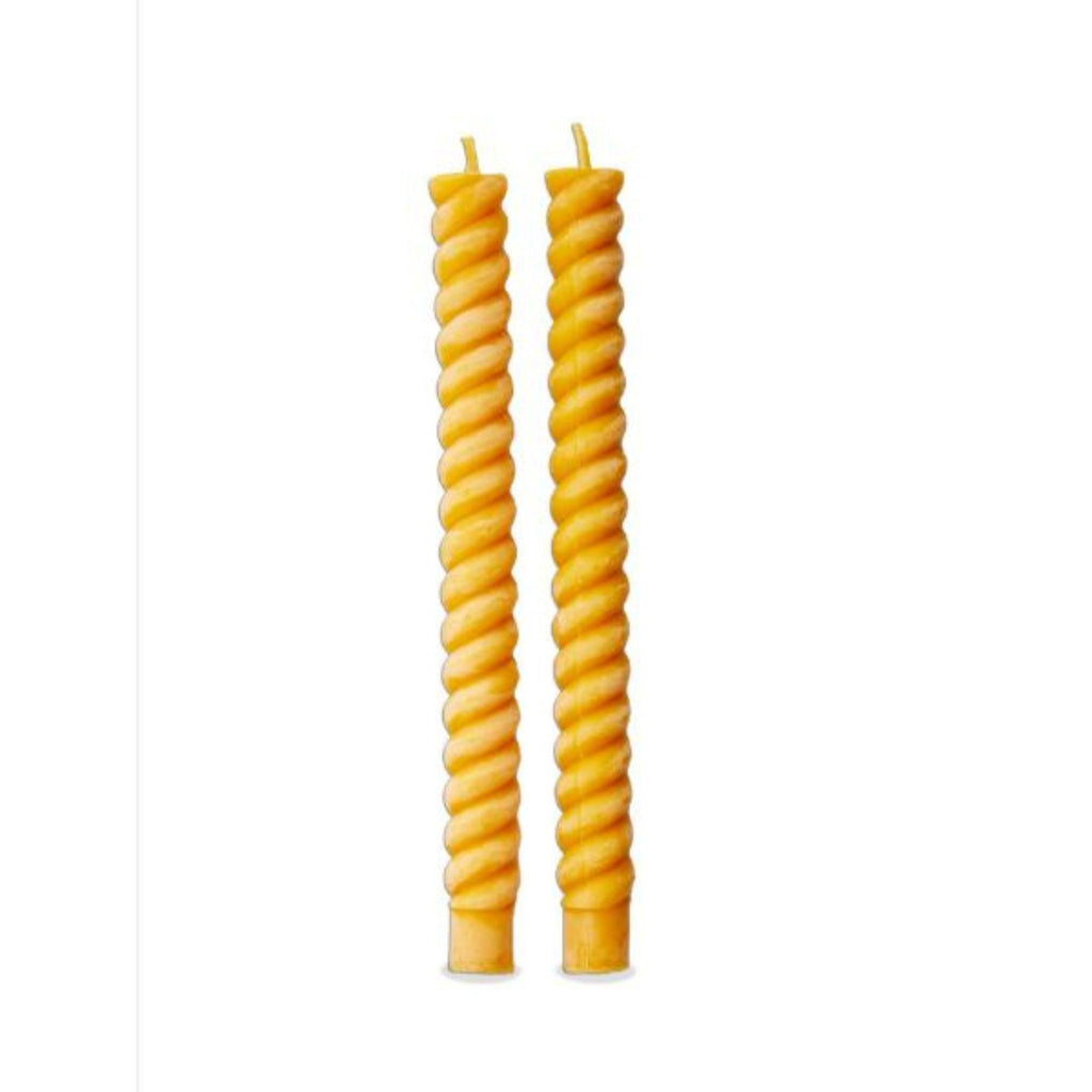 Taper Candle Spiral - Beeswax, Set of 2