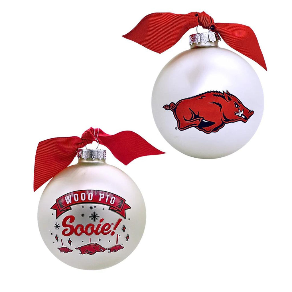 Arkansas Logo Glass Ball Ornament