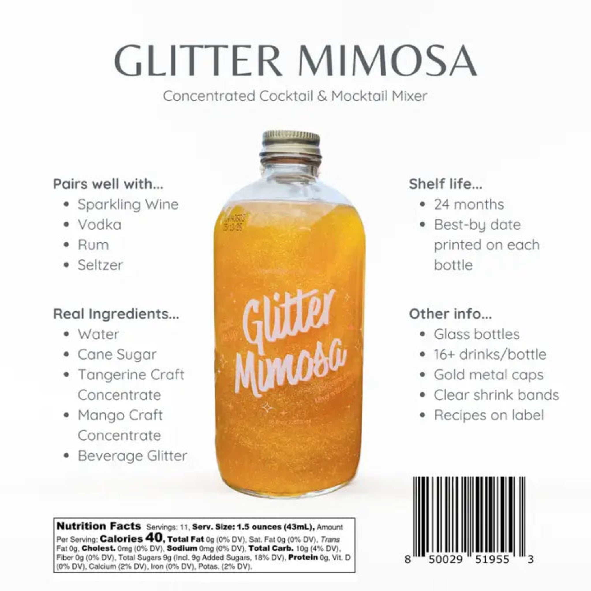 Glitter Mimosa Cocktail Mix/Syrup 