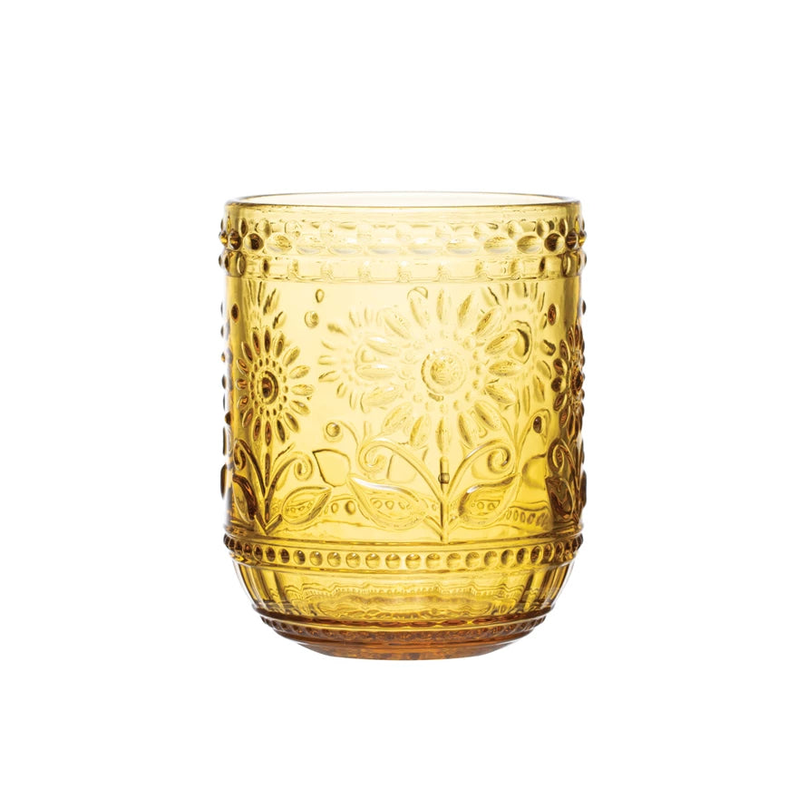 Embossed Drinking Glass Amber