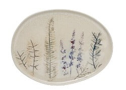 Oval Stoneware Floral Platter
