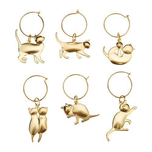 Wine Charms - Gold Cat